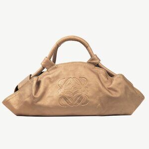 Loewe Nappa Aire Metallic Gold Sheep Skin Anagram Handbag